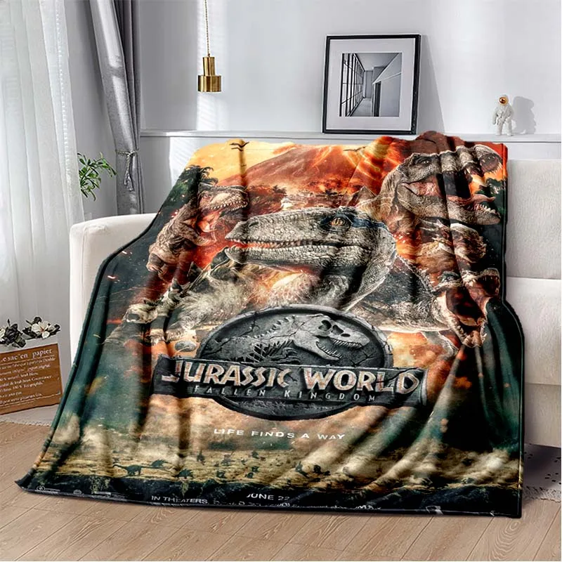 J-Jurassic Park Dinosaur Film Poster Print Flannel Blanket Cozy Warm Throw Bedroom Sofa Present Indoor Home  Lounge Decor