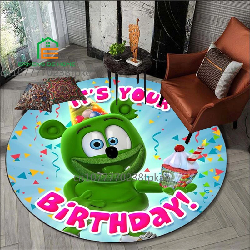 

The Gummy Bear Gummibar Gummibär Cartoon Amime Round Carpet ,Living Room Bedroom Rugs Non -slip Door Pad Floor Mats Area Rug