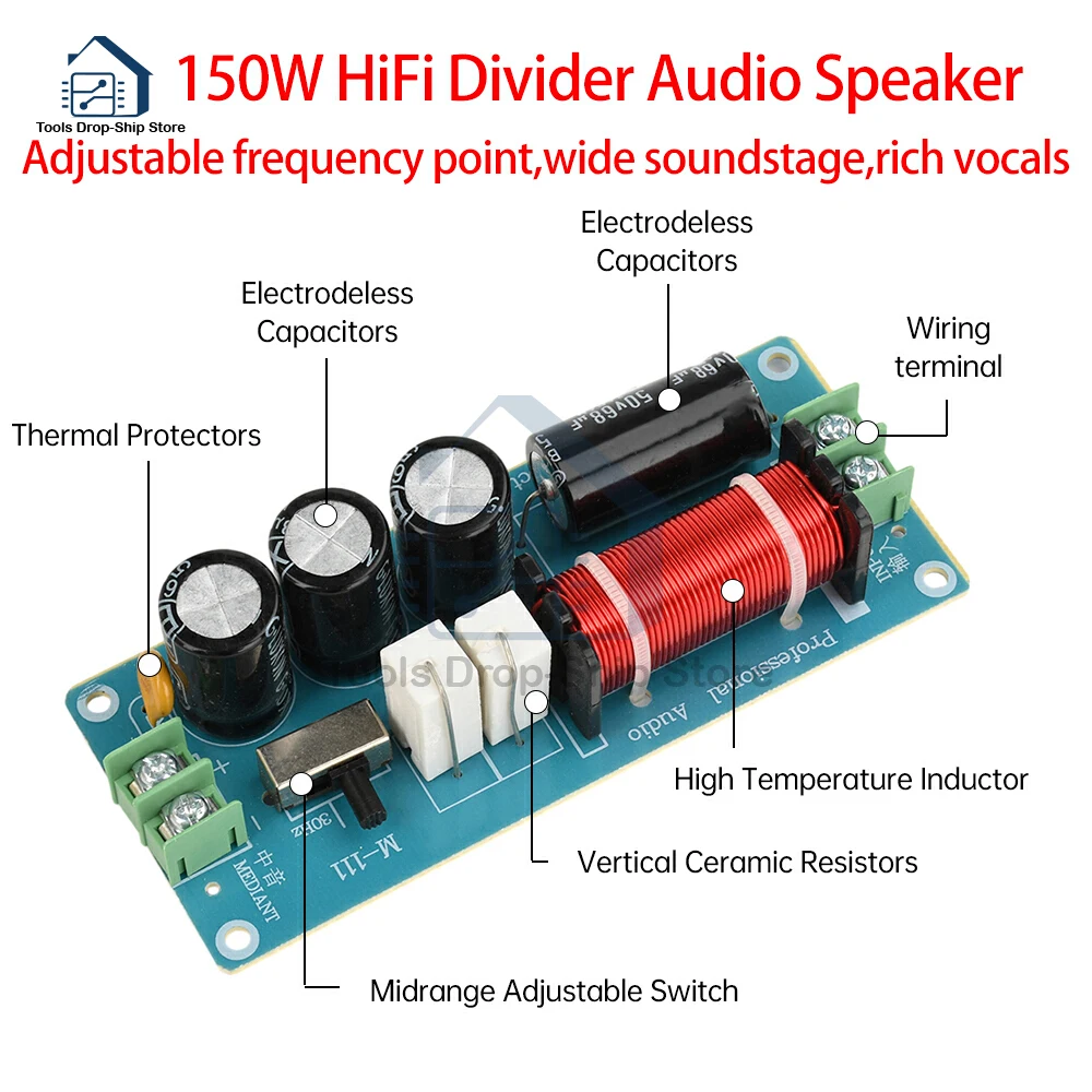 150W HiFi High Fidelity Pure Midrange Crossover Car Audio Lautsprecher Modifikation Crossover Verstärker Frequenzpunkt 750-2000Hz