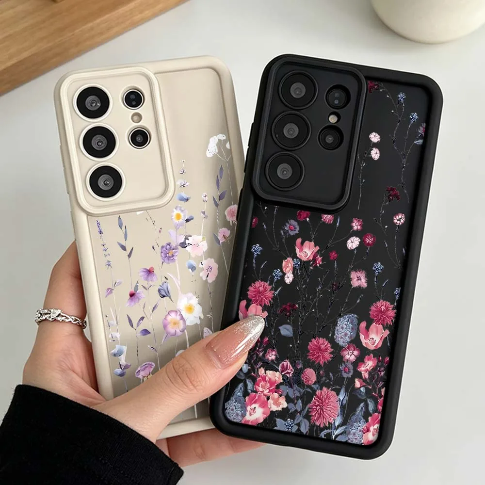 Retro Art Floral Pattern Cover For Samsung Galaxy S26 S25 S24 S23 S22 S21 S20 Note 20 Ultra Plus FE Eye Ladder Phone Case