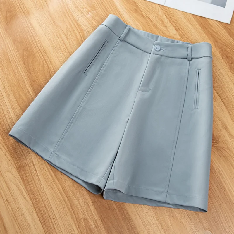 شورت بدلة صيفية للسيدات للملابس الخارجية، شورت مريح عالي الخصر للتخسيس متوسط الطول وضيق ورقيق وفضفاض بخمس نقاط