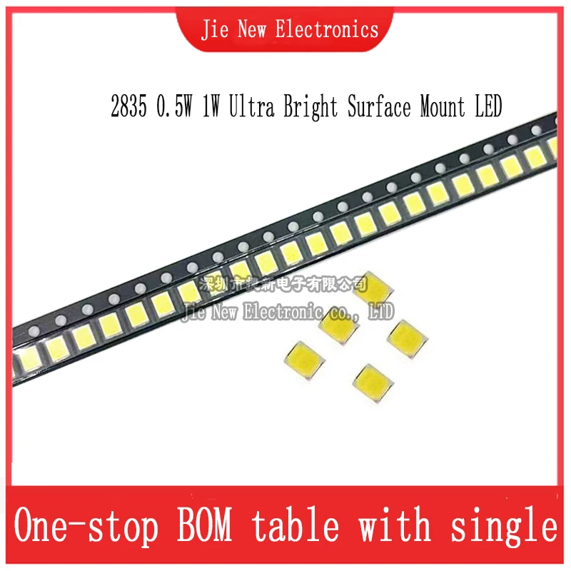 100pcs High Brightness SMD LED 2835 1W 0.5W 0.2W White 3V 6V 9V 18V 36V 150MA/100MA/30MA/60MA/80MA 6000-6500K 100pcs High Bright