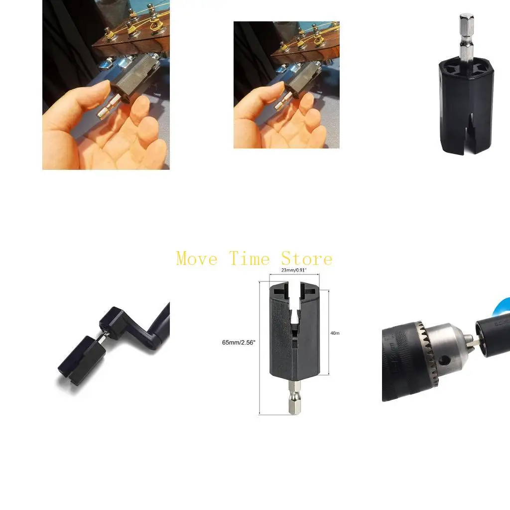 92ME Hexagonal Guitar String Winder Head Tools Guitar Drill Plugs for Acoustic Guitar