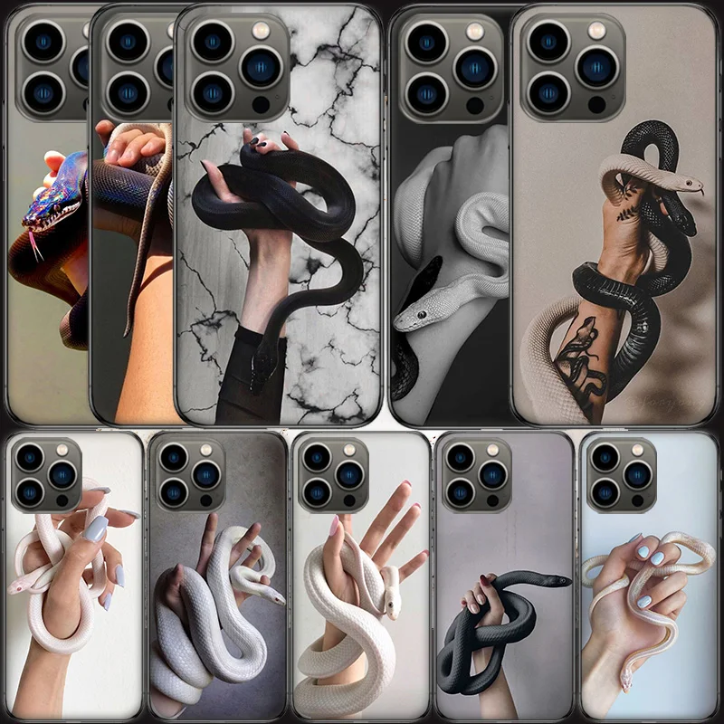 Poisonous Snake on The Ppalm of Beauty Phone Case For Apple Iphone 16 15 Plus Soft 13 12 Mini Cover 11 14 Pro Max Capa X XS XR 8