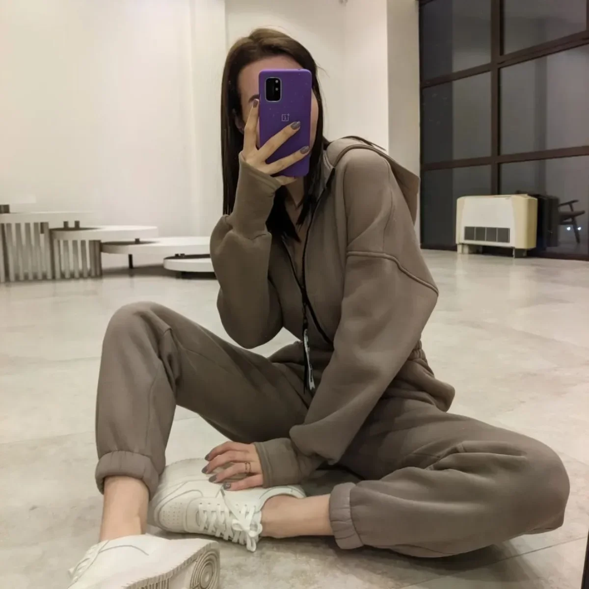 Women Overalls Autumn Winter Zipper Splice One Piece Stand Collar Jumpsuits Full Sleeve Maxi Long Pants Casual Jumpsuits