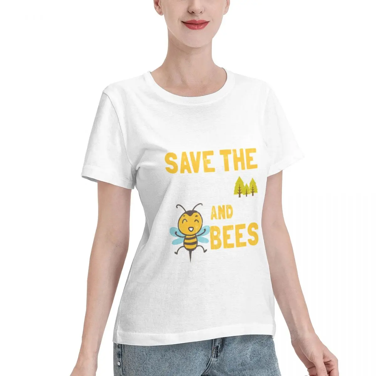 Excellent Craftsmanship Save The Trees And The Bees Global Warming Design Women's T-shirt Loose College Girls Top