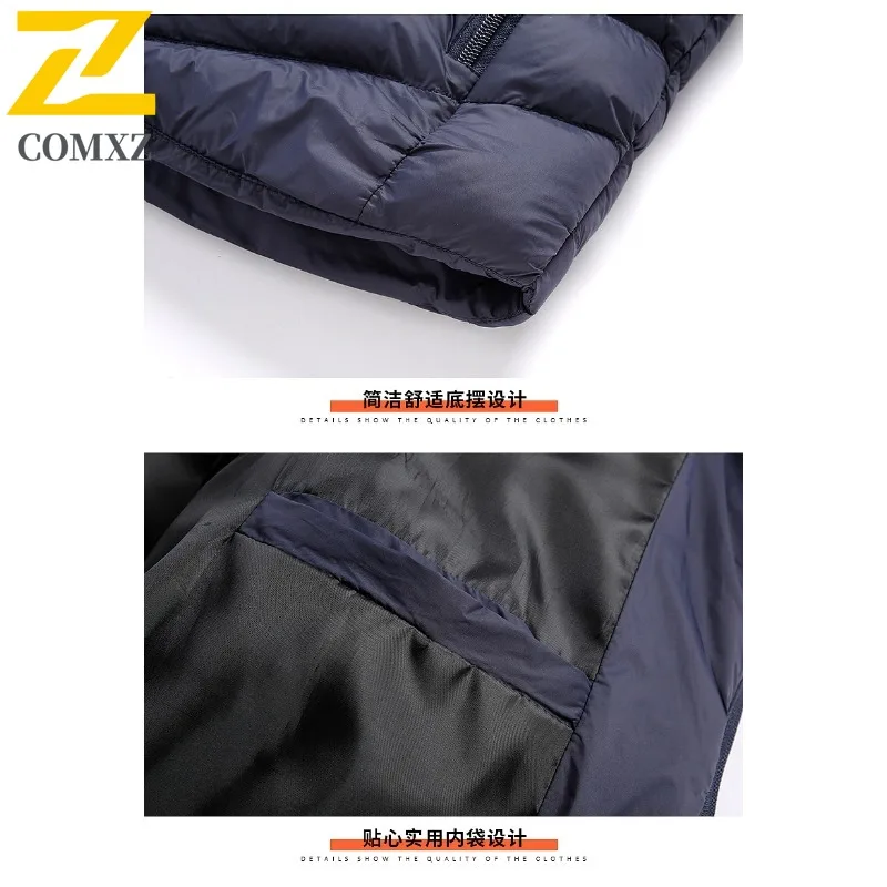 سترة قطنية للرجال من COMXZ بغطاء للرأس لتسلق الجبال في الهواء الطلق سترة سميكة دافئة بلون سادة معطف شتوي مريح ومقاوم للبرودة #6