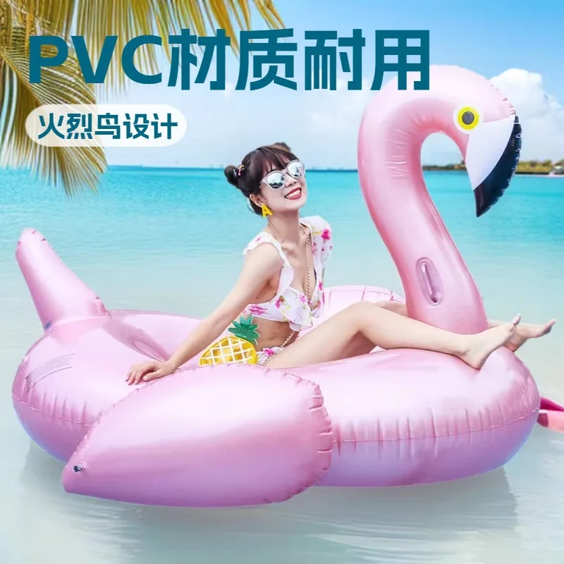 Custom PVC Inflatable Floating Mat Animal Ride Flamingo Swim Ring Floating Bed Pool Toy