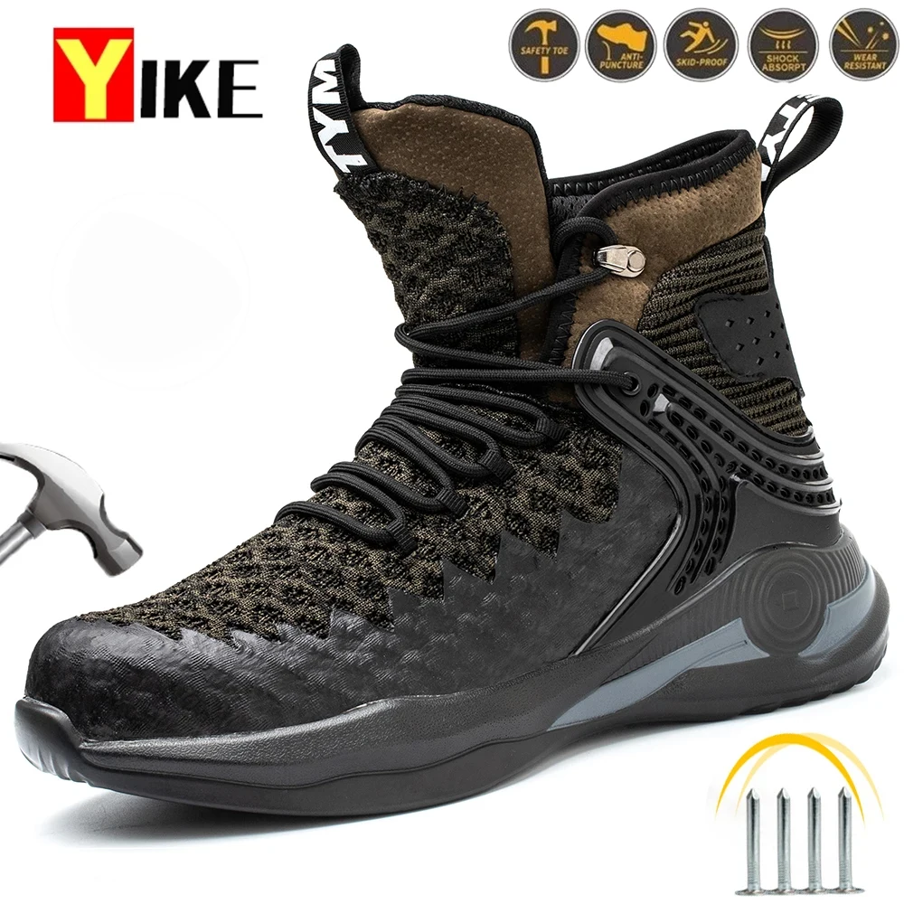 Man Safety Shoes Puncture-Proof Work Sneakers Lightweight Men Steel Toe Shoes Safety Boots Indestructible Work Boots Winter Warm