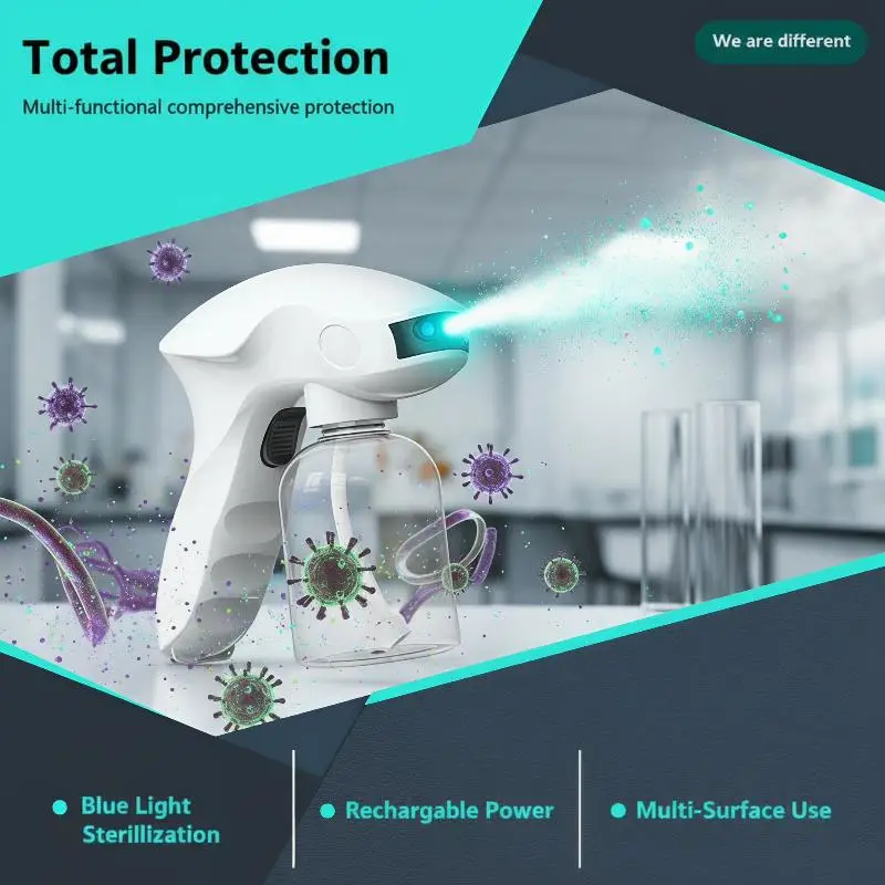 Wireless Nano Blue Light Sprayer Hair Gel Mist Tool Portable Disinfector For Barber Home Public Space Salon Styling Use
