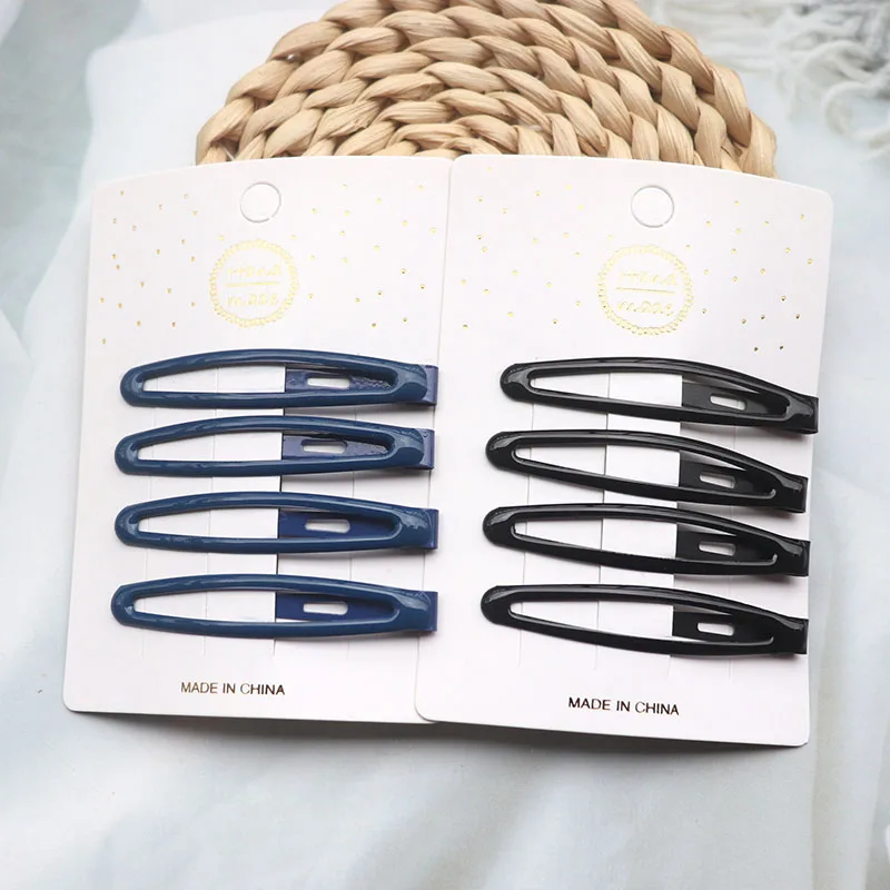 4 Stücke Schwarz Saphir Blau Snap Pea Haarspangen Einfache Haarspangen Styling Werkzeuge Mode Haarschmuck Kopfbedeckung – Detail 2