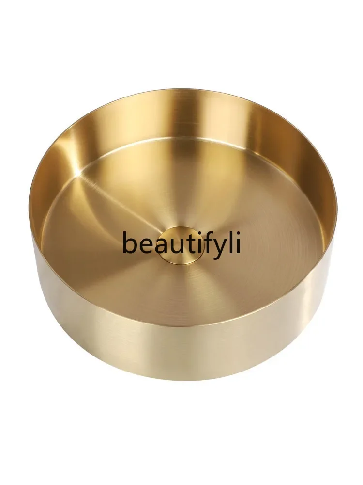 

Round stainless steel countertop basin Household bathroom Wash art basin Balcony wash basin Single