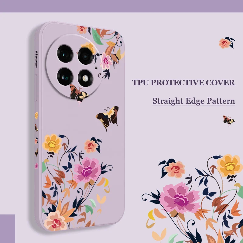 

Silent Flower Phone Case For Oneplus 13 13R 12 12R 11 11R 10 10R 10T 9R 9RT 9 8T 8 7 7T Pro Liquid Silicone Cover