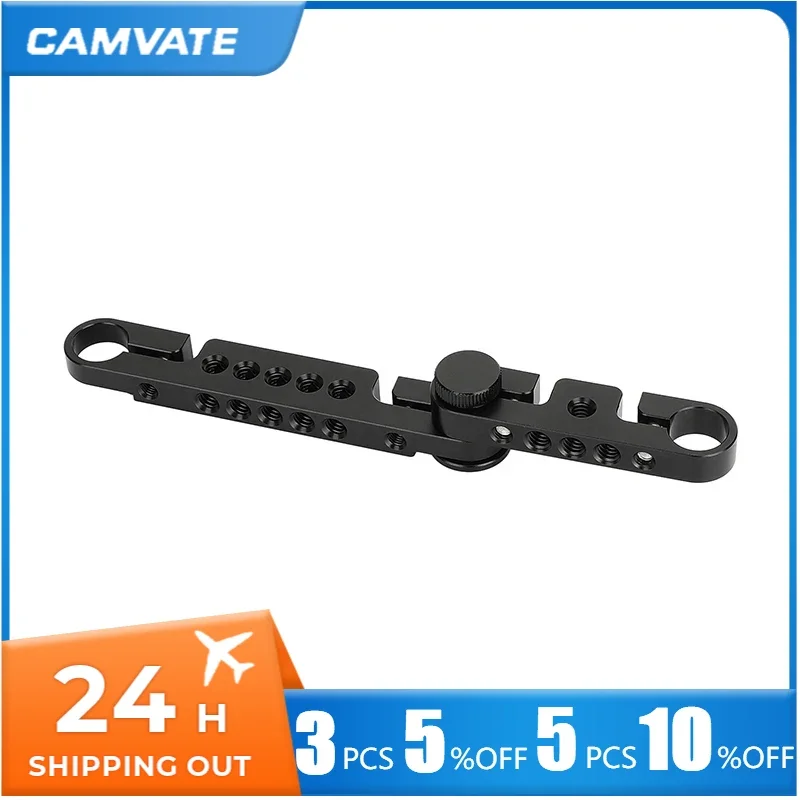 CAMVATE Adjustable Cross Cheese Bar Articulated Bar with Double 15mm Rod Adapter for On-camera Monitor Cage Rig Rod Suppoort