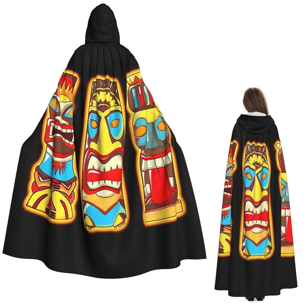 

Тики Gods Totems Idols Ретро тропический полинезийский длинный плащ с капюшоном ведьма средневековый костюм накидка для косплея Хэллоуин Вечеринка