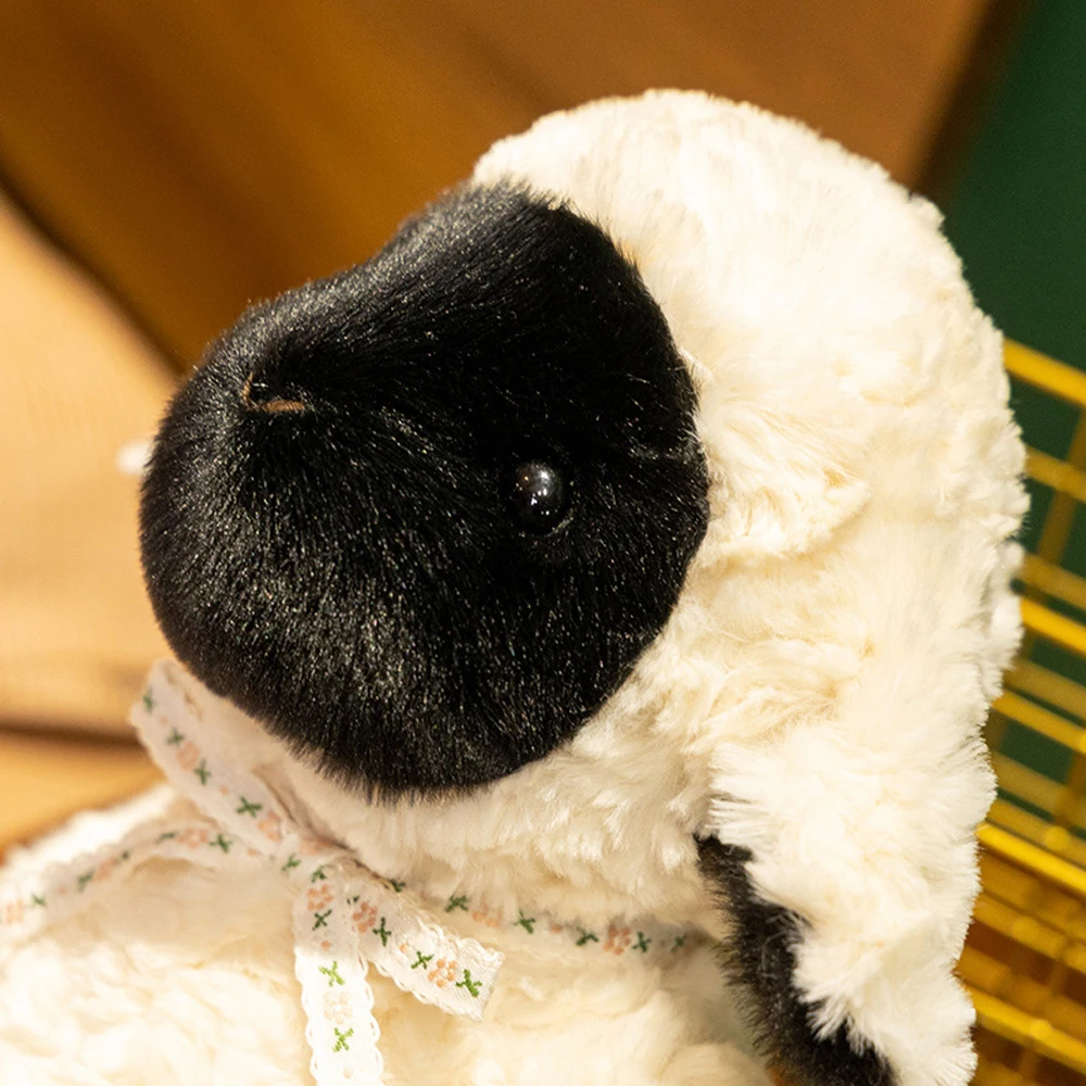 Kawaii Sheep Plush Toys With Black Face White Body Fluffy Lamb Stuffed Grassland Animal Dolls Countryside Soft Plushie Fun Gifts