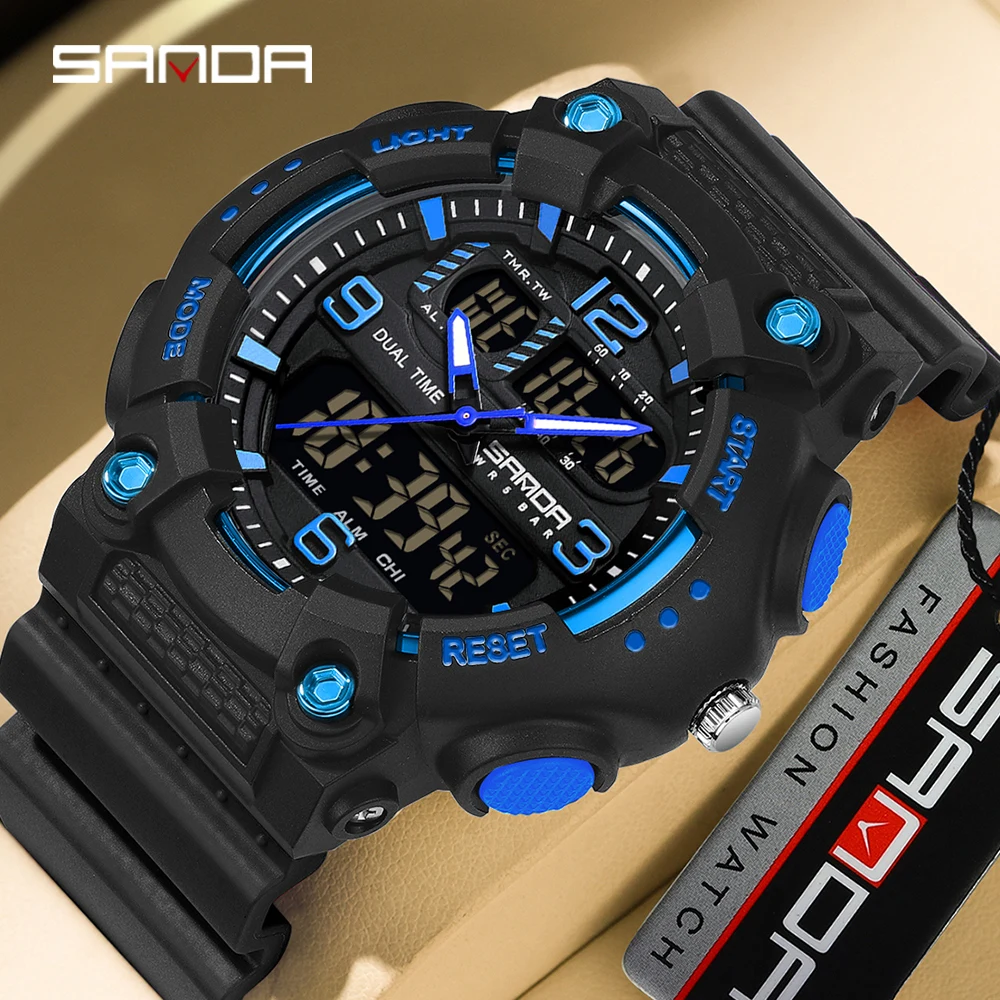 

SANDA 6181 Fashion Men's Quartz Electronic Watch Night Glow Date Multi functional Waterproof Men's Quartz Electronic Watches