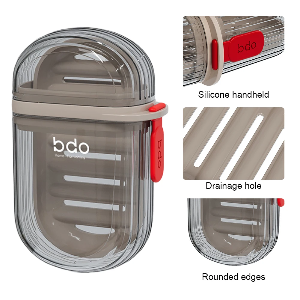 حامل صابون محمول مع غطاء وصرف حاوية صابون للسفر مانعة للتسرب أطباق صابون محكمة الغلق للسفر في حمام الاستحمام