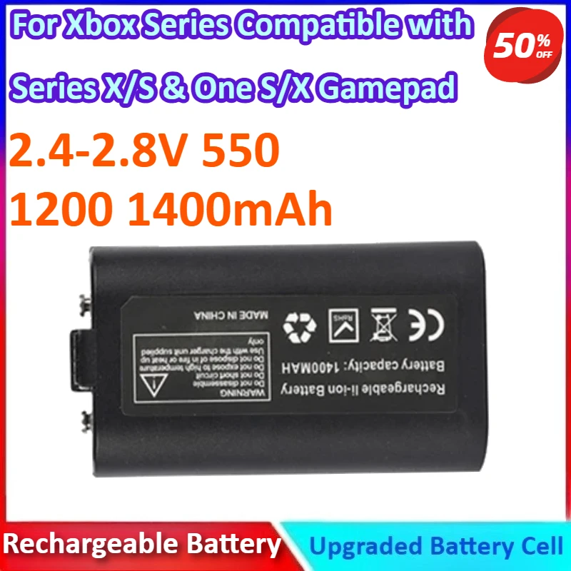 

2.4-2.8V 550/1200/1400mAh Rechargeable Battery Pack for Xbox Series OnesController-Compatible with Series X/S & One S/X Gamepad
