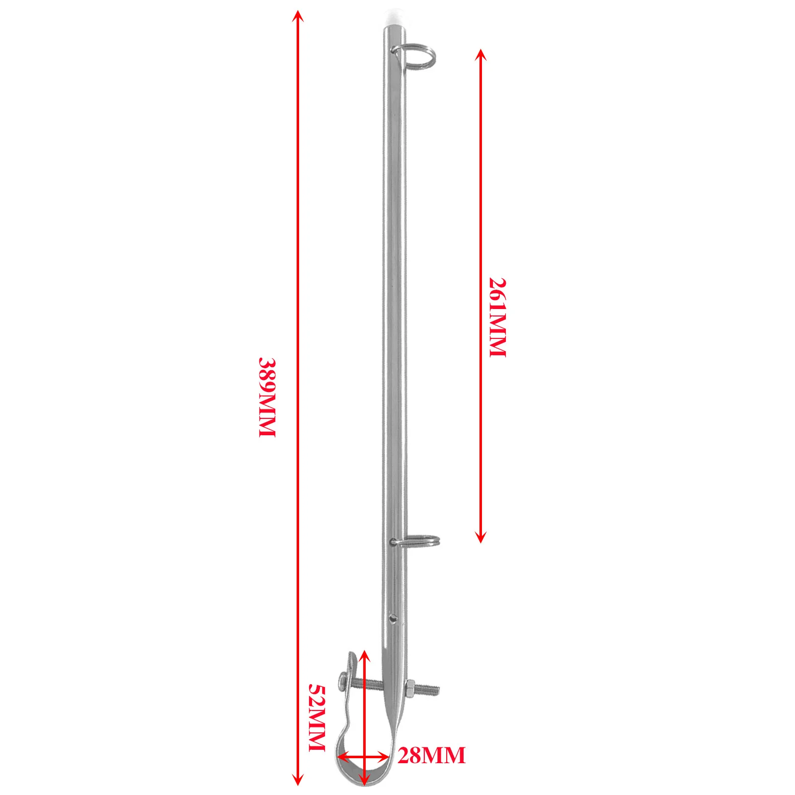 40CM For Marine Yacht Flagpole Stainless Steel Curved Design 316 Grade for Boat Deck Installation and Durability