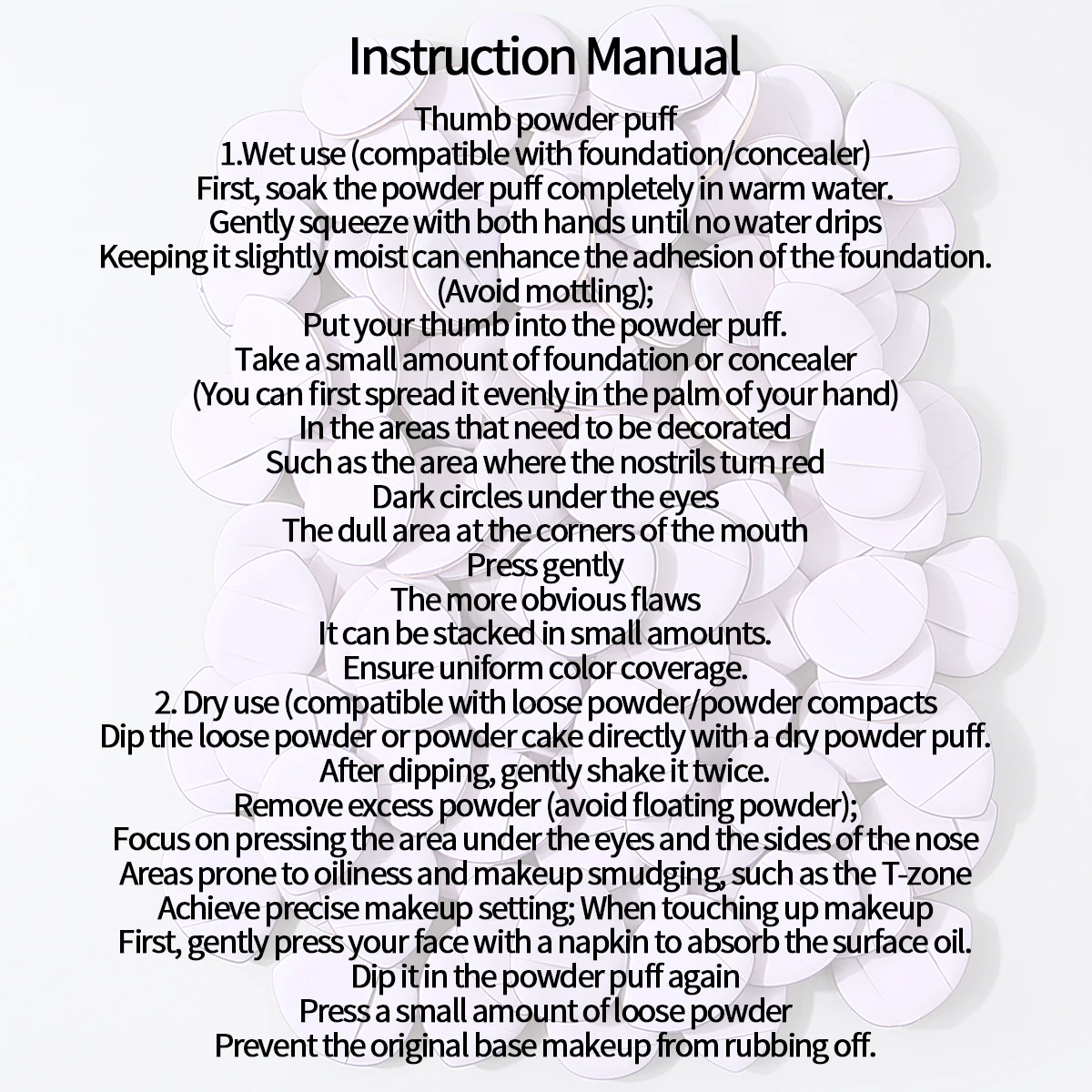 100個の紫色のミニパウダーパフ、乾湿両用、非粘着性パウダークッションパウダーパフ、ポータブルメイクアップツール