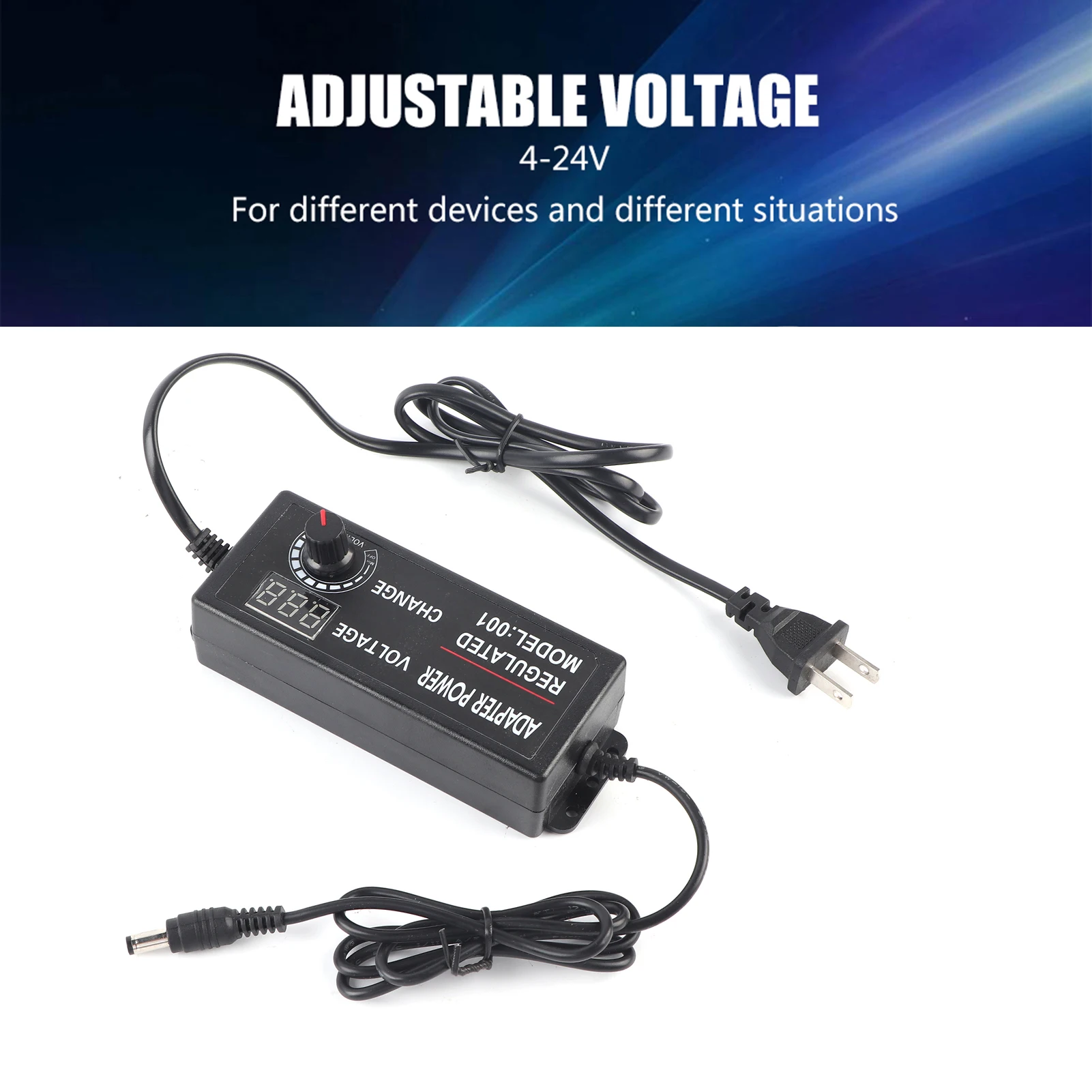 AC/DC Adjustable Power Adapter Multi-level Protection Adjustable 9‑24V/3‑12V/4‑24V Anti Interference Power Adapter Supply