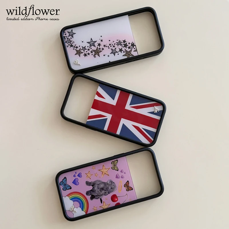 Чехол для телефона Wildflower ins Puppy Love для iPhone 17, 16, 15, 14, 13, 12, Pro Max Plus, катани-фран, звезда, леопард, флаг Союза, задняя крышка