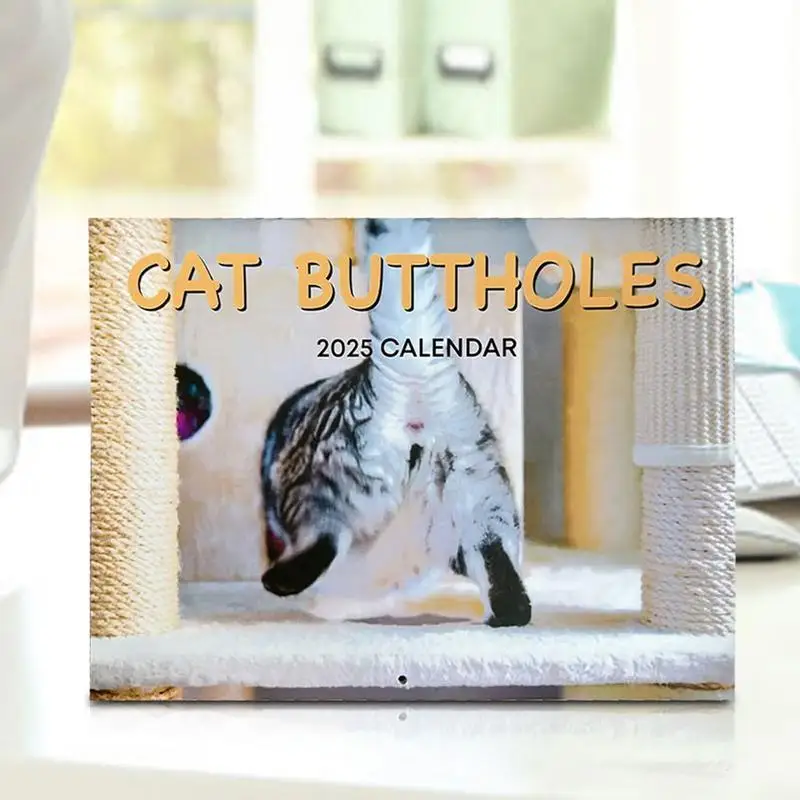 Cats Buttholes Calendar Weird Wall Calendar 2025 Unique Cat Butt Home Decoration Funny Monthly Calendar 2025 For Home Business