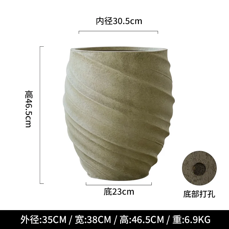 

Nordic magnesium mud floor-to-ceiling ceramic pot simple large green plant flower utensils modern living room