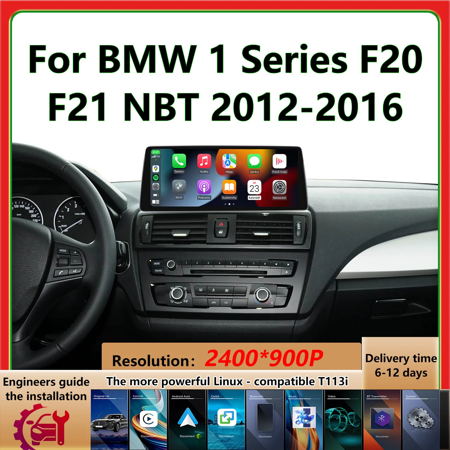 Upgrade 2400*900p For BMW 1 Series F20 F21 NBT 2012 2016 Car Multimedia Player HD Screen Modify Wireless Carplay Android Auto BT