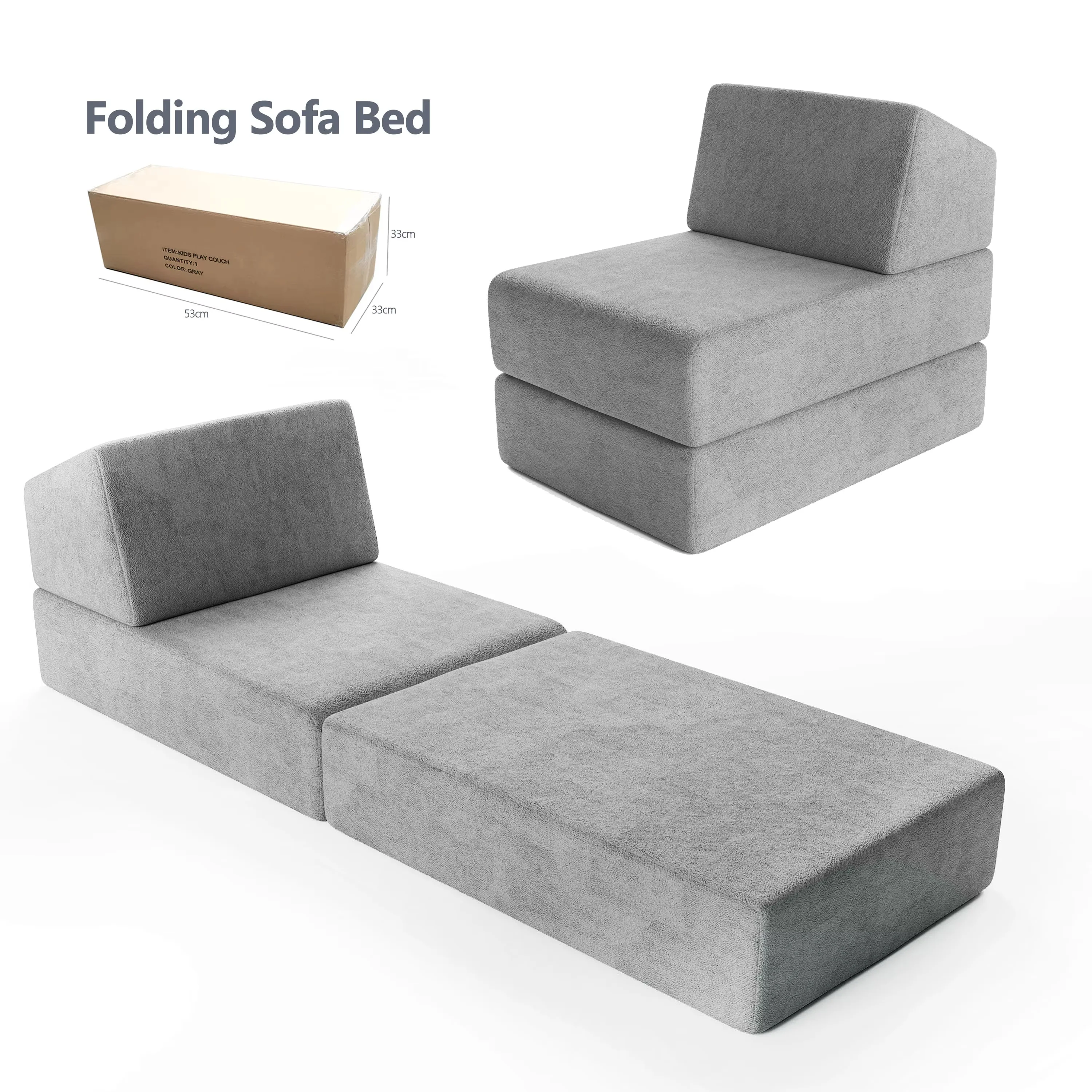Dual-Purpose Modern Foldable Compressed Sofa Bed Modular Sectional Foam Sofa Set for Living Room Bedroom Playroom Space-saving