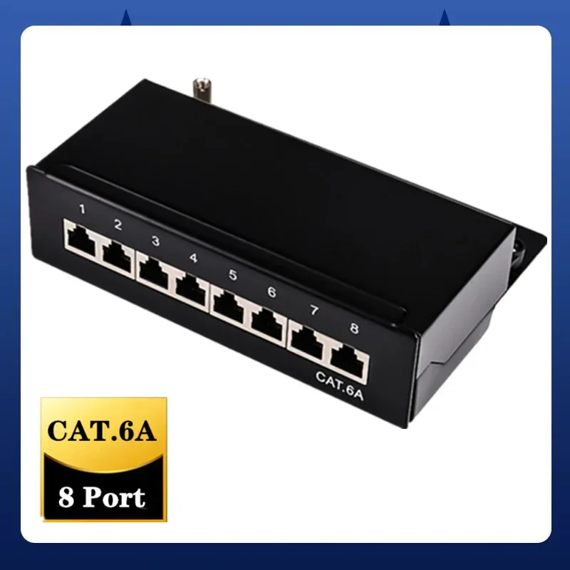 

Network 12 Port Cat6A Wall Mounted Patch Panel RJ45 Hub Internet Splitter With Surface Wall Mount Bracket Shielded Keystone Jack