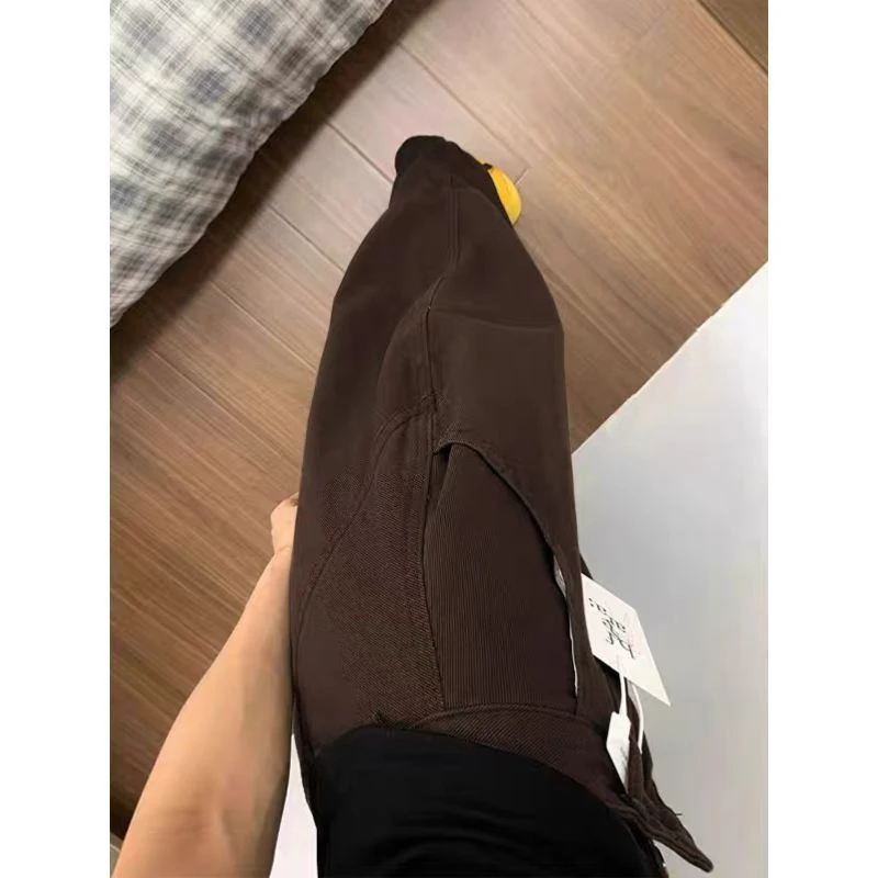 Pantalones Cargo para mujer, pantalones coreanos de nailon para las cuatro estaciones, cordones, bolsillos, secado rápido, entrenamiento elástico, versátil, Vintage