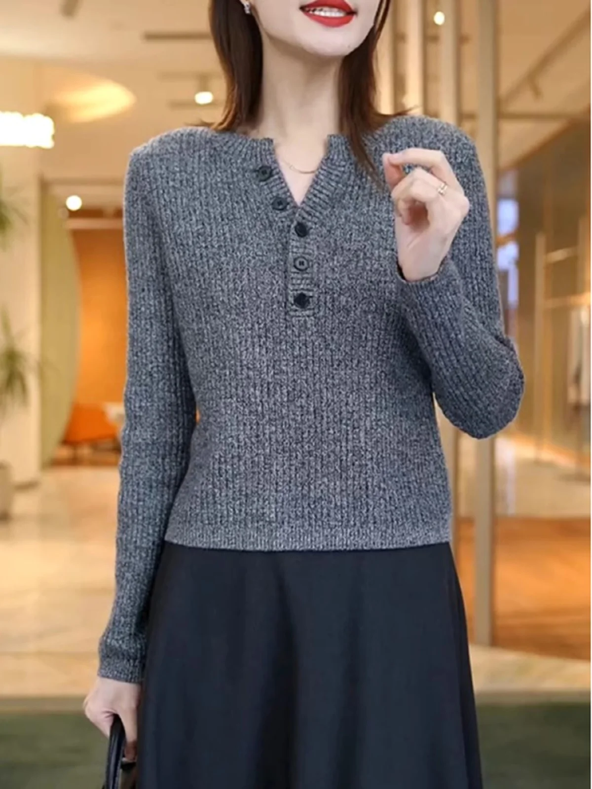 

Свитера, джемперы, пуловеры, женские новые трикотажные изделия Merino Mock BF Y2K Lady OL, профессиональные, элегантные, простые, зимние, термобелье