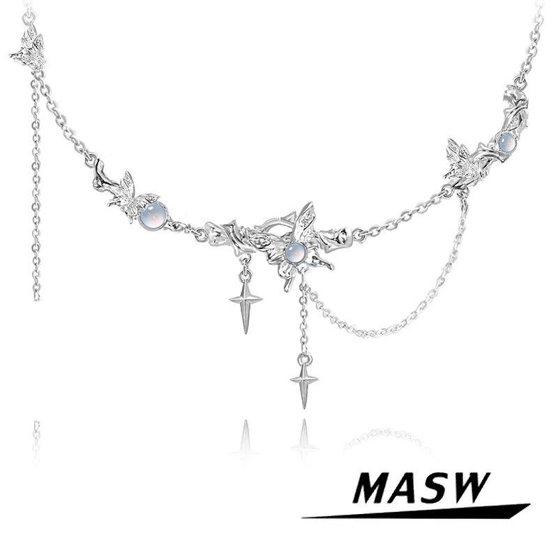 

MASW Original Design 2024 Trend New Jewelry One Layer Butterfly Necklace For Women Girl Party Gift Popular Accessories