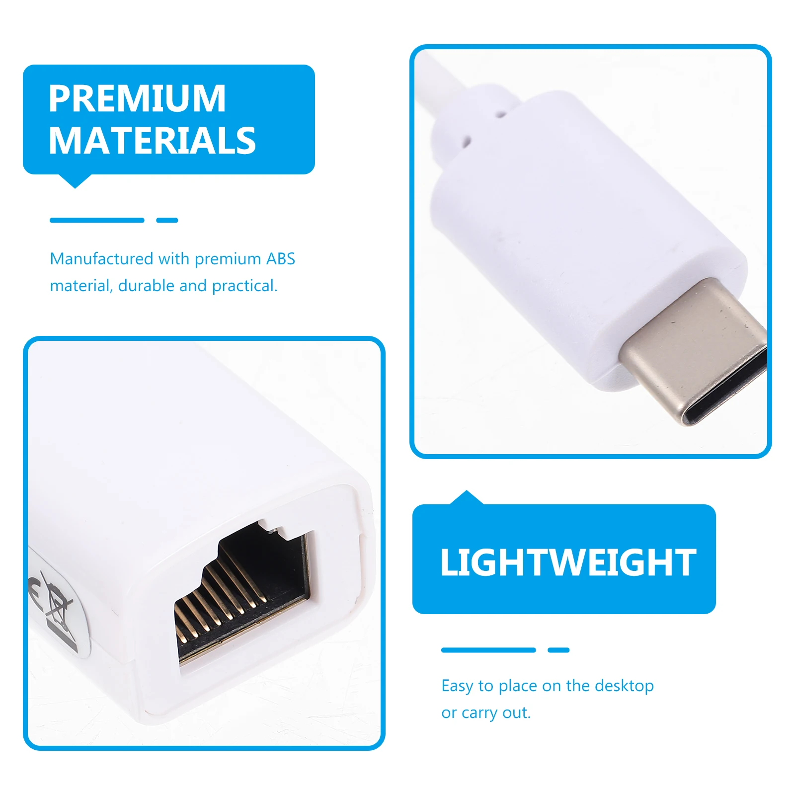 

USB-C to Ethernet Adapter Type Cable Converter Laptop Accessory White USB Computer Portable Travel Business