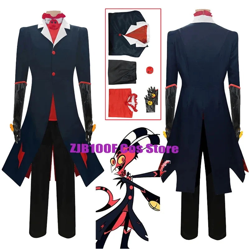 

Клоун Босс Blitzo Косплей Аниме Helluva Костюм Партия Униформа Хвост Комплект Хэллоуин Вечеринка Наряд для Мужчин Женщин