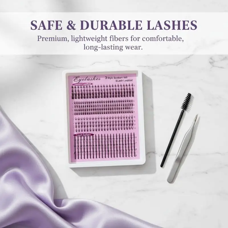 16Rows Bottom Lashes(6-7mm) And Spikes(15-21mm) Mix DIY Eyelash Extension Wispy Individual Lash Spikes Clusters DIY Lashes Tools