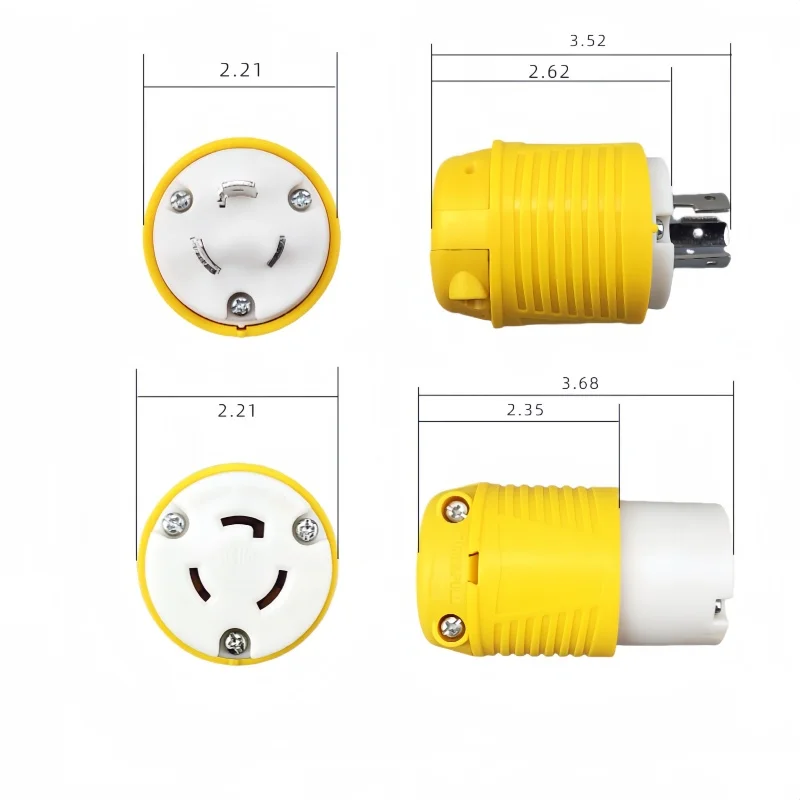 Промышленный класс NEMA L6-20P, запирающий штекерный разъем, 20 А, 250 В, L6-20R, тип заземления переменного тока, поворотный замок, рейтинг ETL