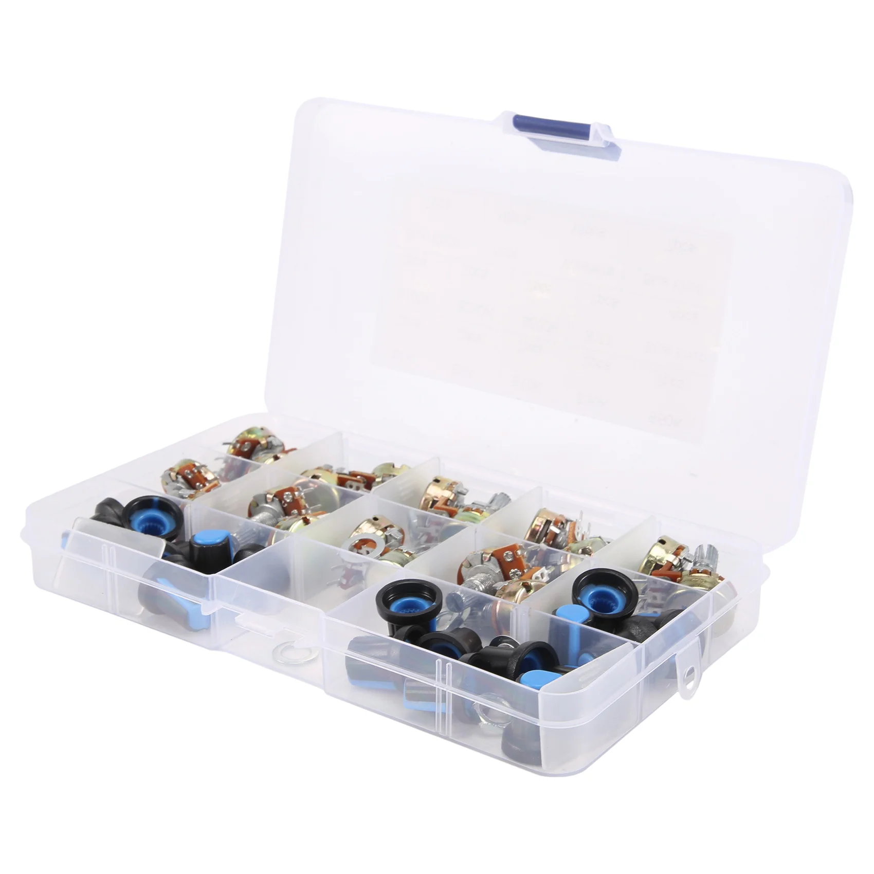 

18Pcs/Box WH148 Single Potentiometer Kit B1K/5K/10K/20K/50K/100K/500K/1M with Knobs Single Potentiometer Set Shaft Nuts