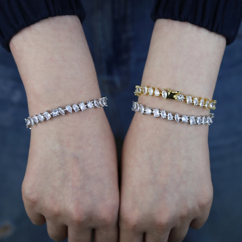 Iced Out Bling Women Jewelry Geometric Various Shaped Prong Set CZ Tennis Chain Fashion Women Girl Bracelet view 4