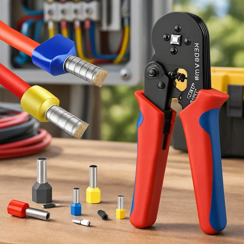 Professional Wire Ferrule Crimper Set for 23-7 AWG Cables, Includes Tubular Terminal and 0.25-10mm Clamp Tools
