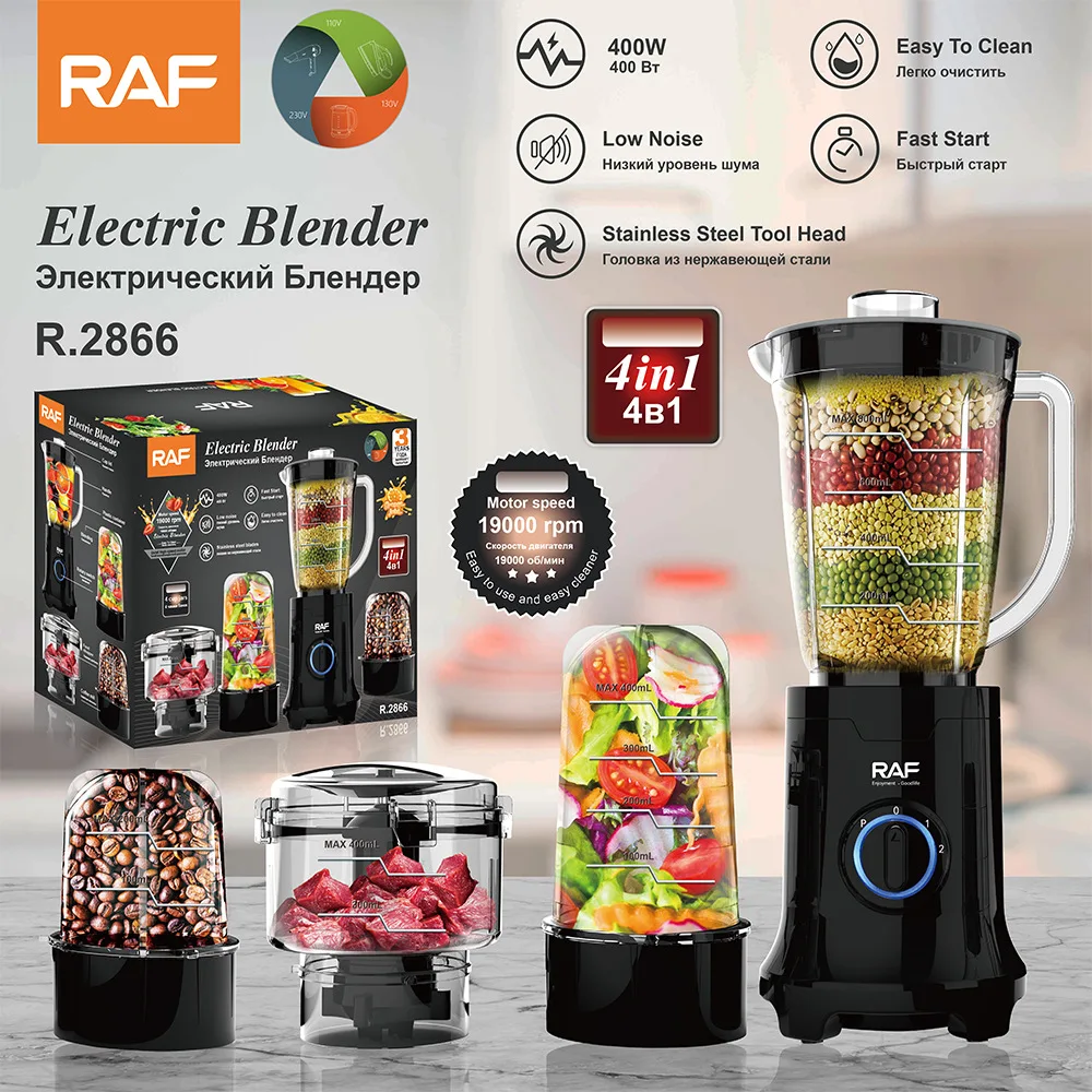 

Professional Blender 400W 4-in-1 Juicer Stainless Steel Blade Meat Grinder For Ice Crushing & Frozen Fruit,Countertop Blender
