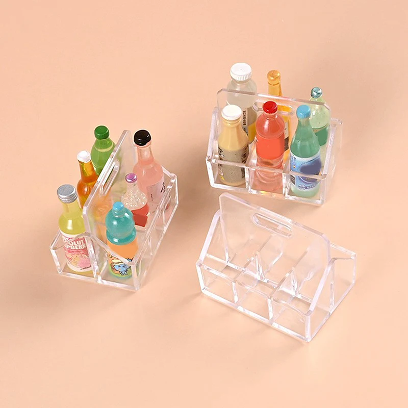 2pcs/1set Mini Beverage Bottle Milk Bottle Base Scene Decoration Food Play Doll House Toy Model