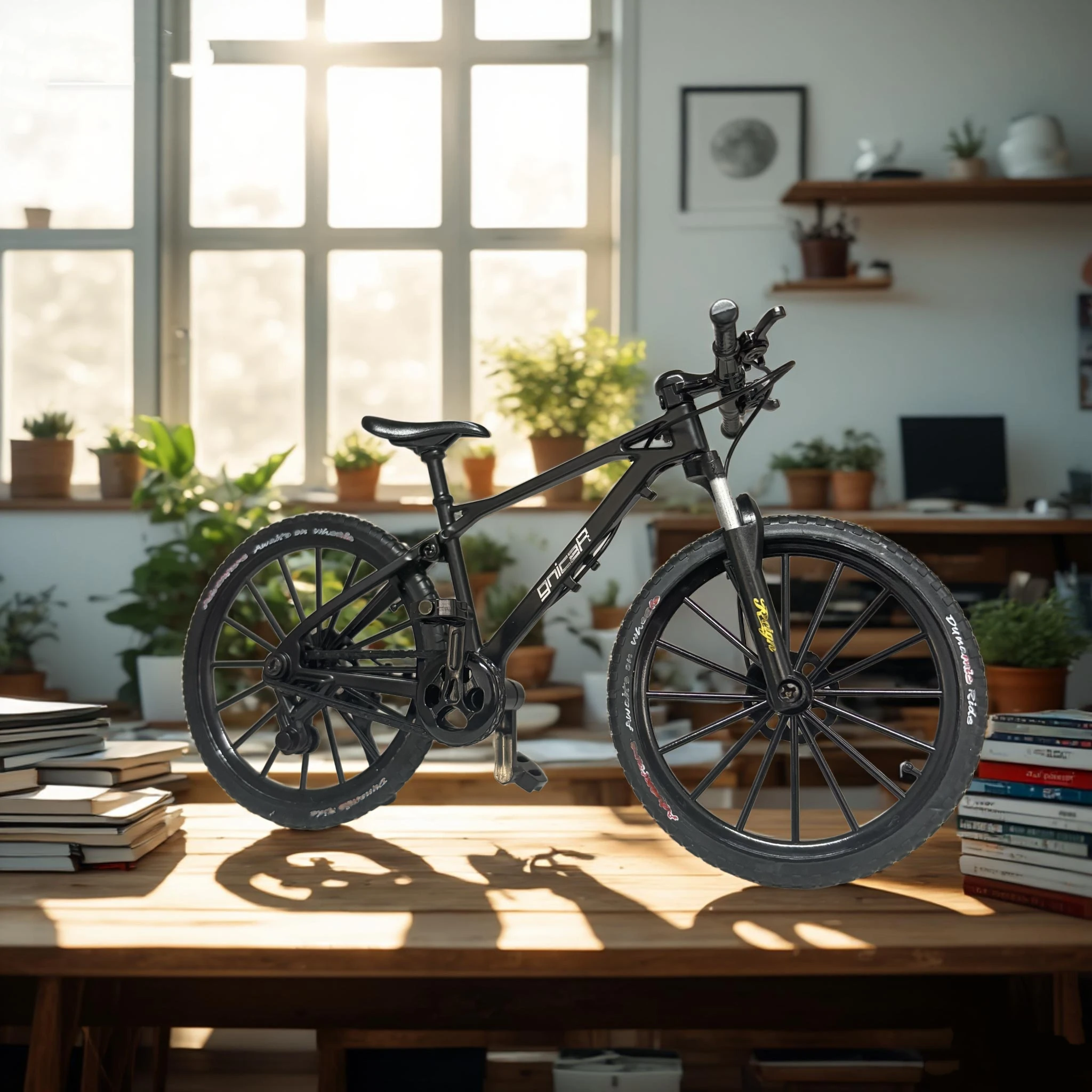 Simulation Mountain Bike Model Ornament, Mini MTB Bicycle Tabletop Decor, Metal Craft Home Office Display Collectible Gift