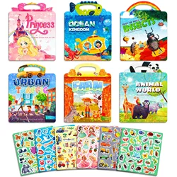 Hot New Children Scene Stickers DIY Hand-on Puzzle Sticker Books Kids Reusable Cartoon Animal Learning Cognition Toys Gift