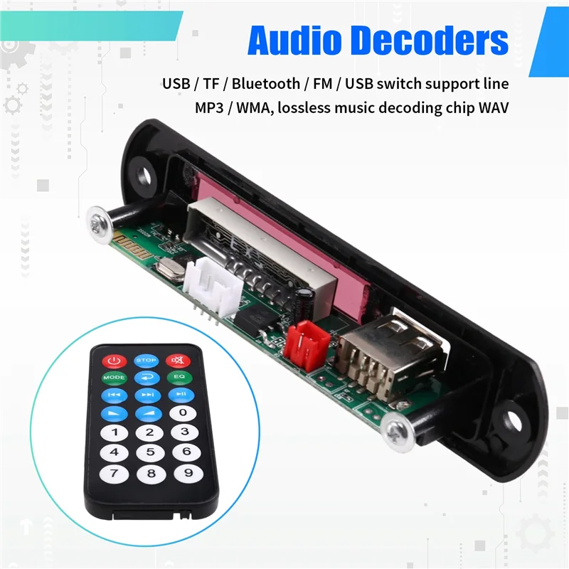 Exquisite MP3 WMA Bluetooth 5.0 Audio Decoder Board DC 12V, Wireless Module For USB TF Radio - Includes Remote Control