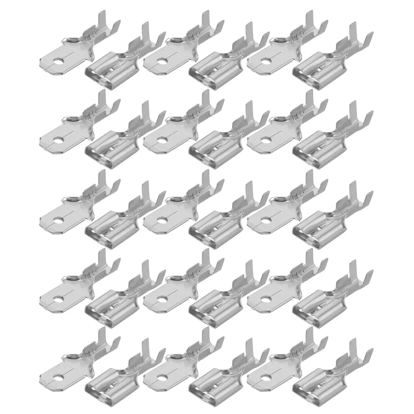 100 Pairs Non-Insulated Spade Connectors for Industrial Wiring & Automotive Repair – Copper Crimp Terminals