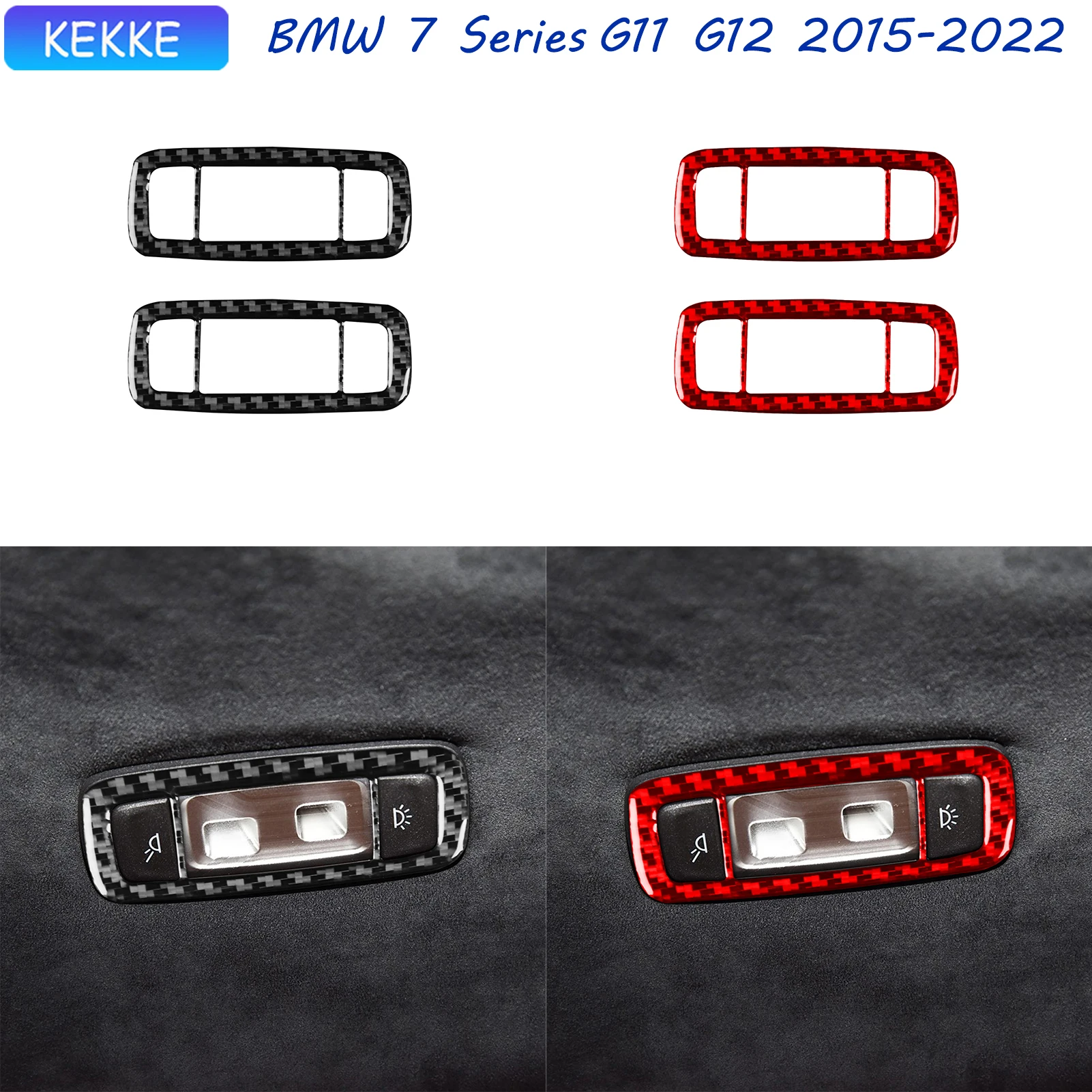 

For BMW 7 Series G11 G12 Accessories 2015-2022 Interior Rear Reading Light Carbon Fiber Trim Decal Auto Decoration Sticker Black
