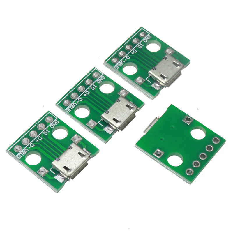 【30-10PCS】Female Connector MICRO USB To DIP Adapter 2.54mm 4pin Connector DIP PCB Adapter Breakout Board